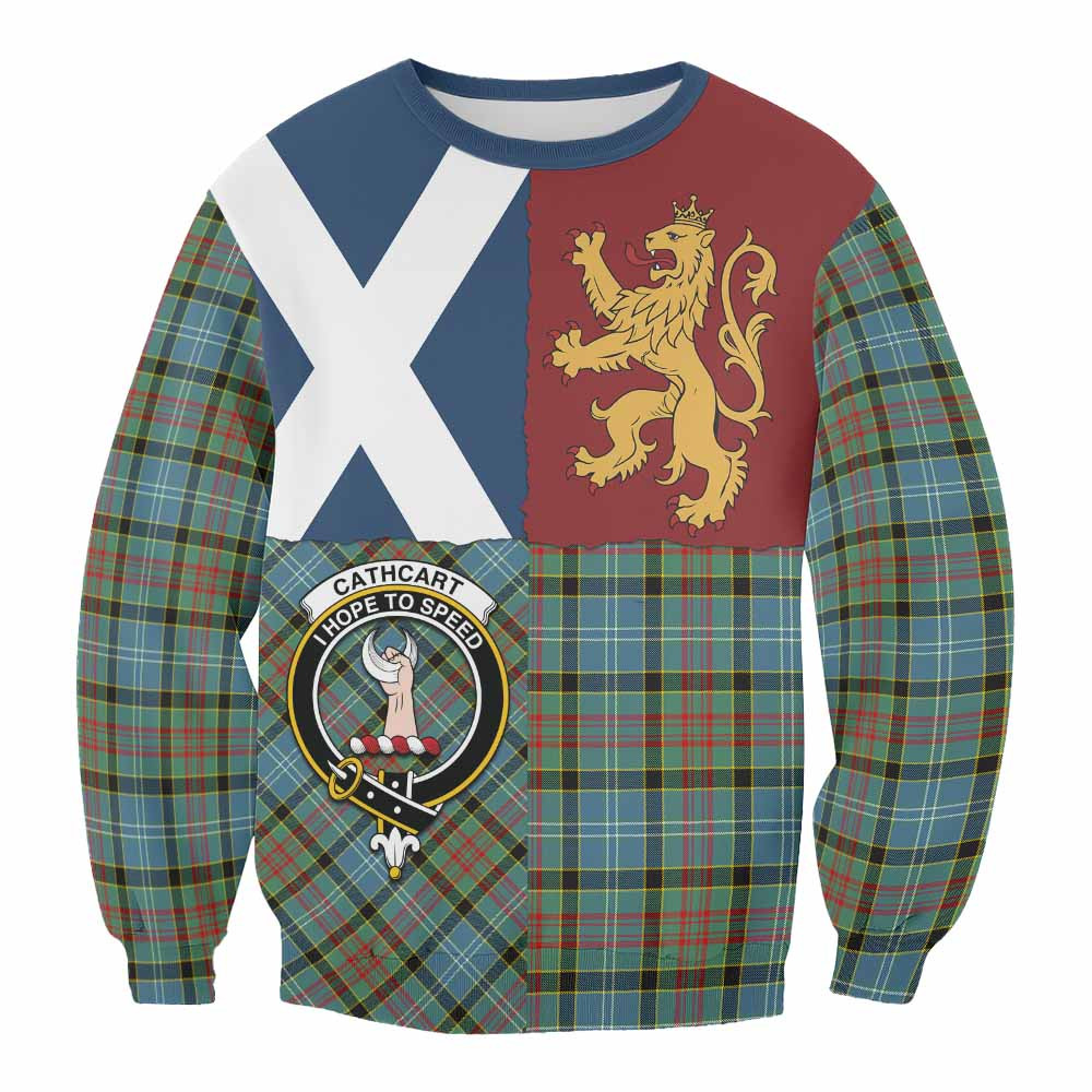 ScotsTee Shop Cathcart Crest Tartan Sweatshirt with Lion Rampant Saltire Style