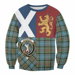ScotsTee Shop Cathcart Crest Tartan Sweatshirt with Lion Rampant Saltire Style