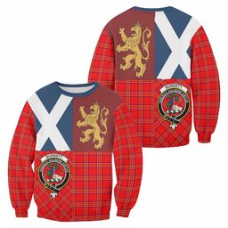ScotsTee Shop Burnett Crest Tartan Sweatshirt with Lion Rampant Saltire Style