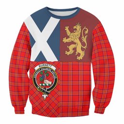 ScotsTee Shop Burnett Crest Tartan Sweatshirt with Lion Rampant Saltire Style