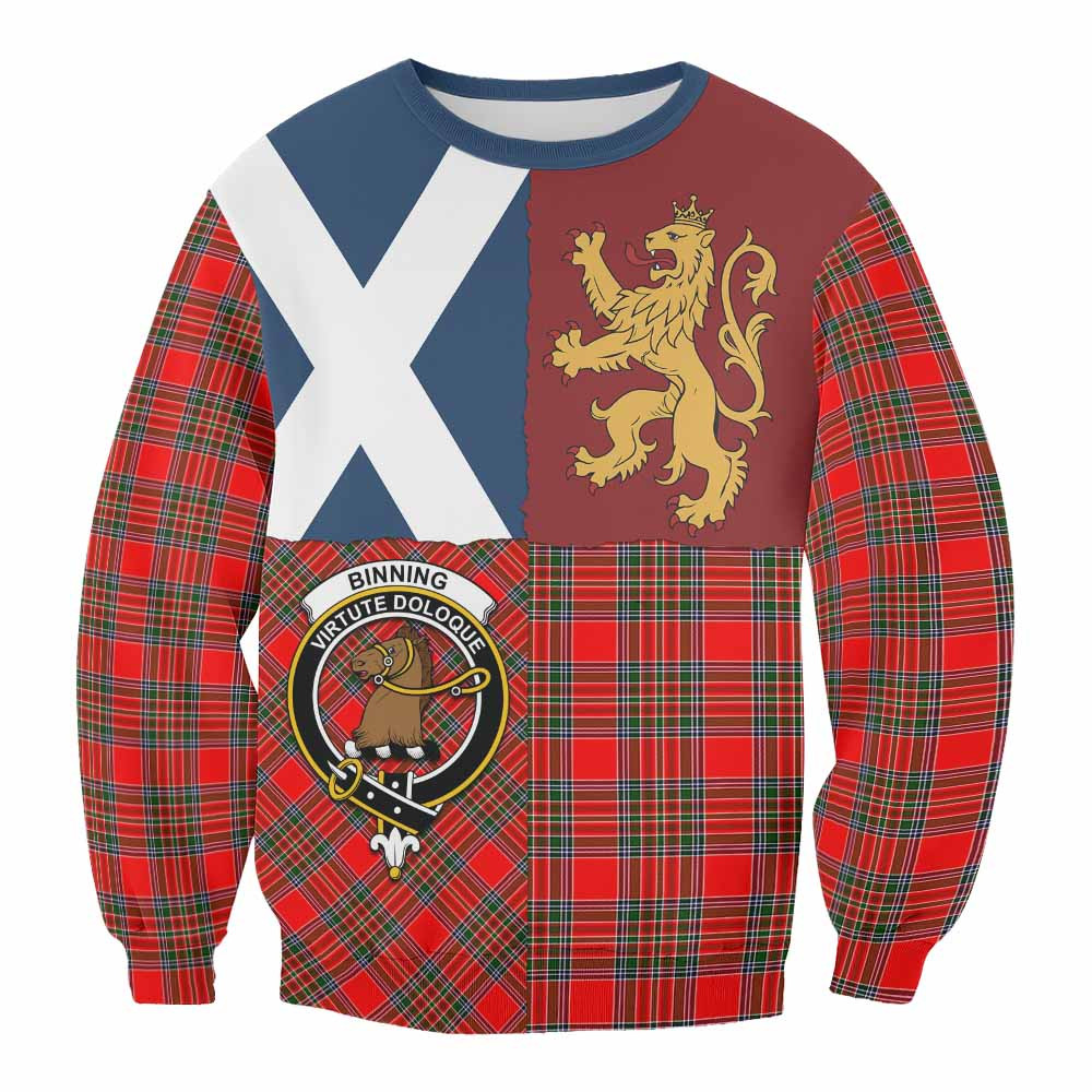 ScotsTee Shop Binning Crest Tartan Sweatshirt with Lion Rampant Saltire Style