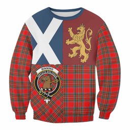 ScotsTee Shop Binning Crest Tartan Sweatshirt with Lion Rampant Saltire Style