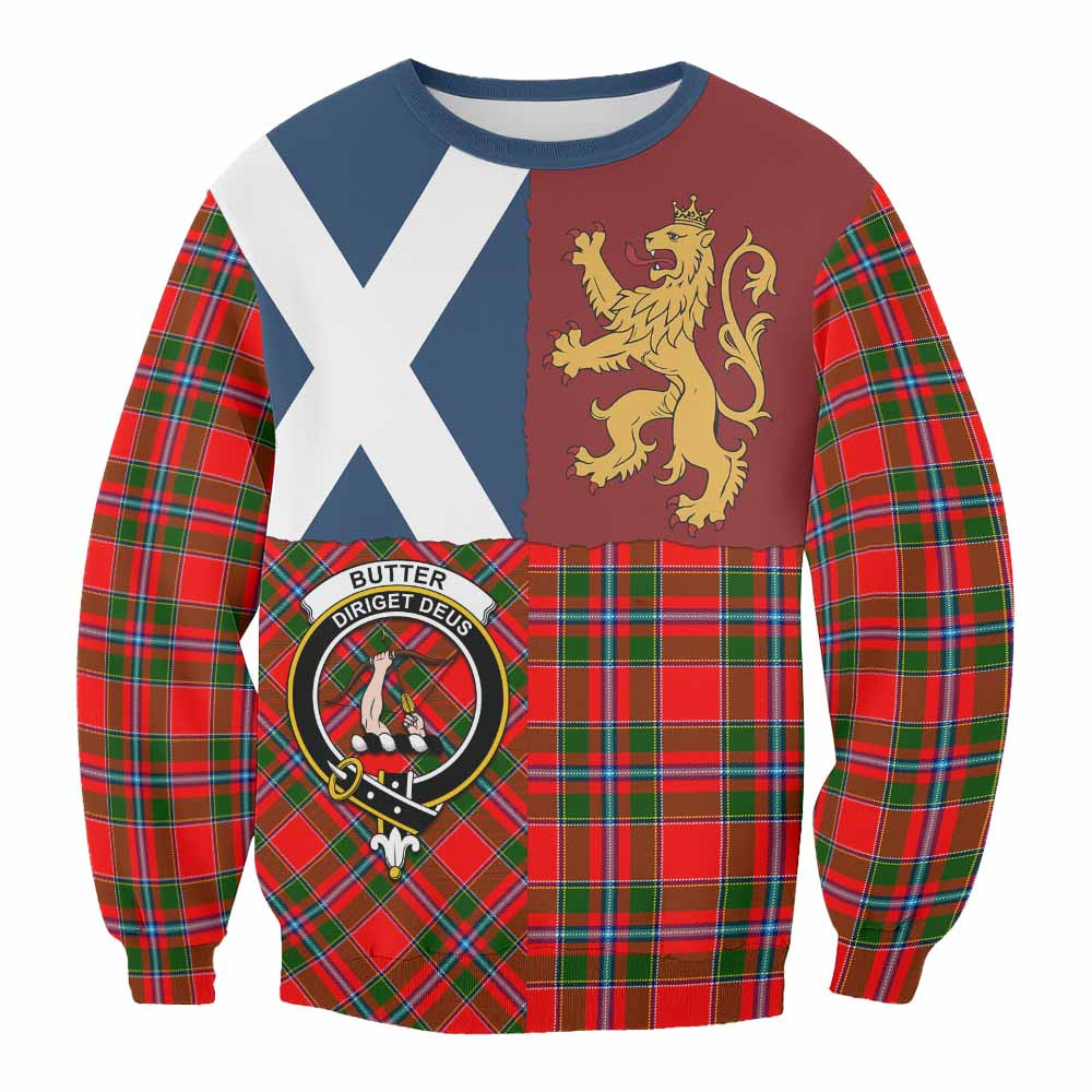 ScotsTee Shop Butter Crest Tartan Sweatshirt with Lion Rampant Saltire Style