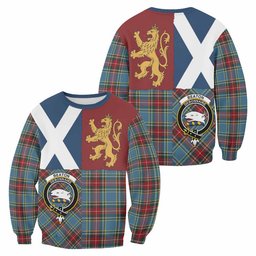 ScotsTee Shop Beaton Crest Tartan Sweatshirt with Lion Rampant Saltire Style