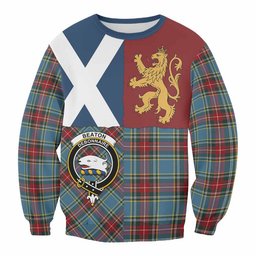 ScotsTee Shop Beaton Crest Tartan Sweatshirt with Lion Rampant Saltire Style