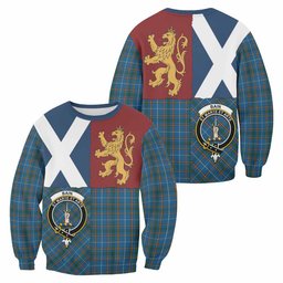 ScotsTee Shop Bain Crest Tartan Sweatshirt with Lion Rampant Saltire Style