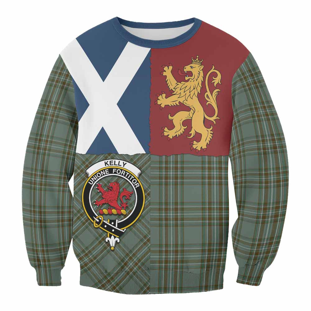 ScotsTee Shop Kelly Crest Tartan Sweatshirt with Lion Rampant Saltire Style