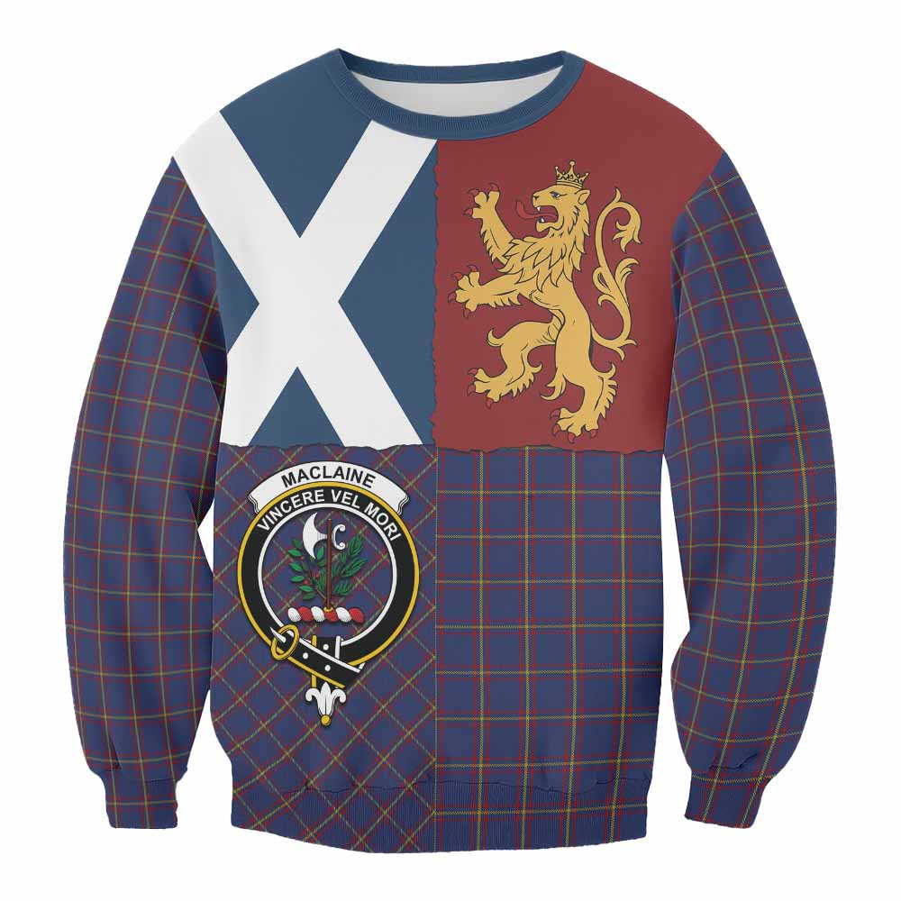 ScotsTee Shop MacLaine (McLaine) Crest Tartan Sweatshirt with Lion Rampant Saltire Style