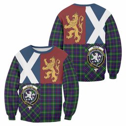 ScotsTee Shop Inglis Crest Tartan Sweatshirt with Lion Rampant Saltire Style