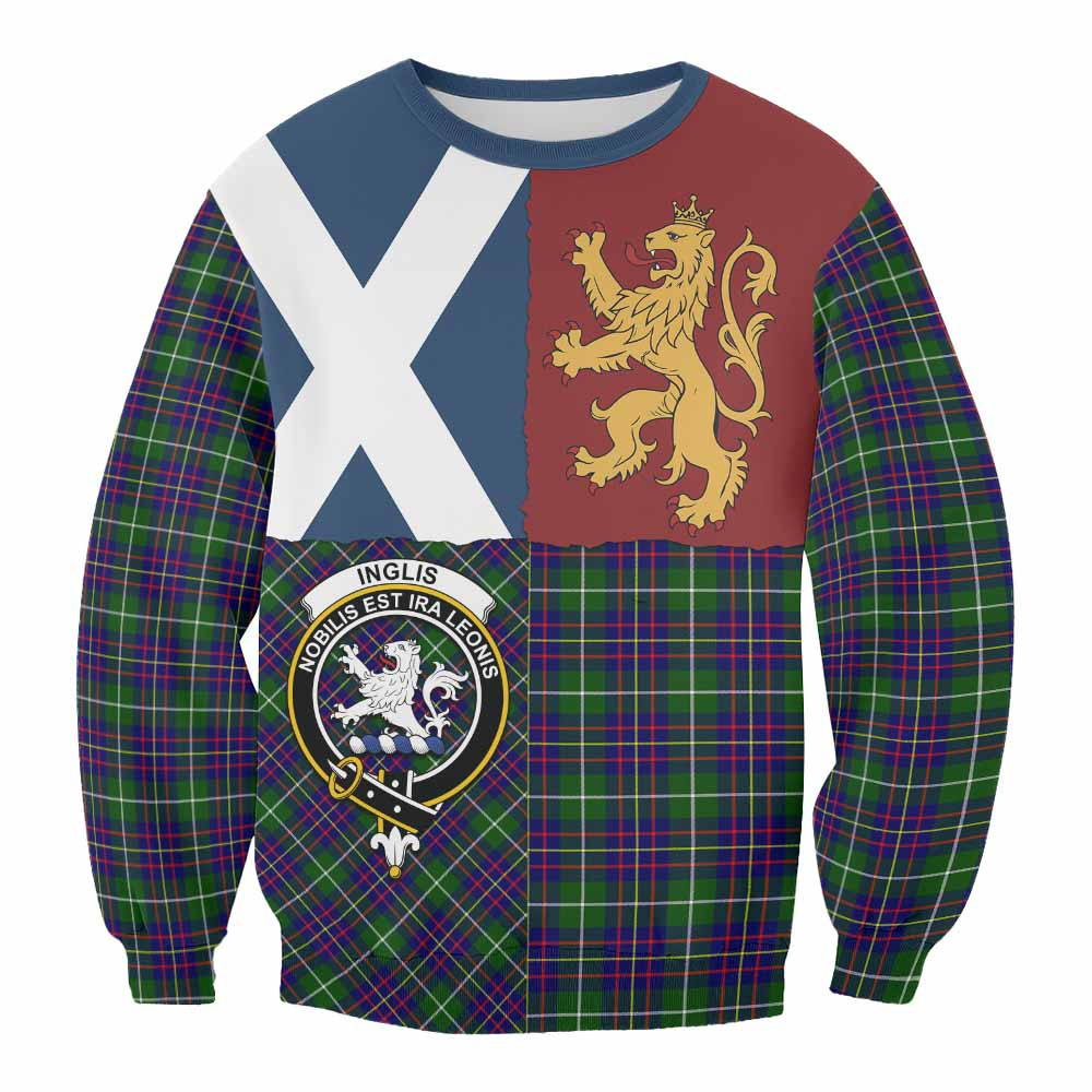 ScotsTee Shop Inglis Crest Tartan Sweatshirt with Lion Rampant Saltire Style