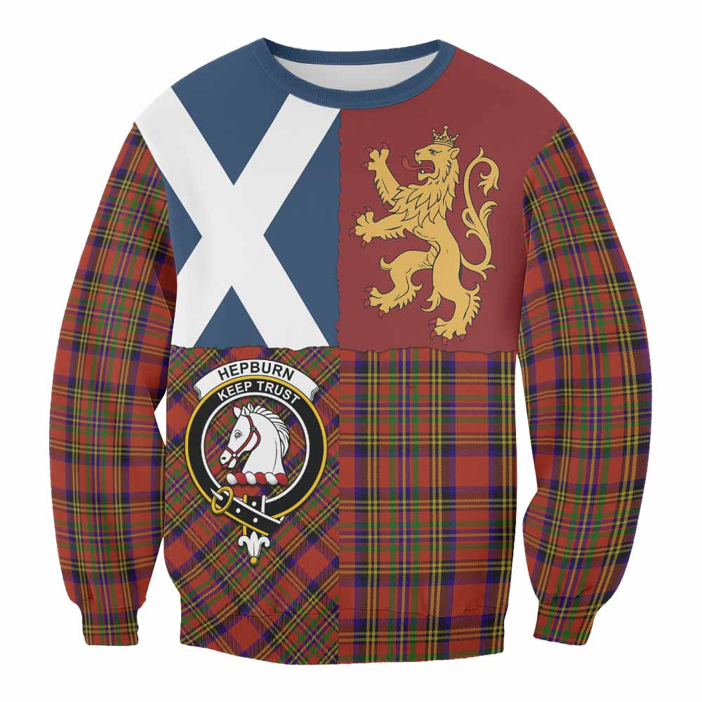 ScotsTee Shop Hepburn Crest Tartan Sweatshirt with Lion Rampant Saltire Style