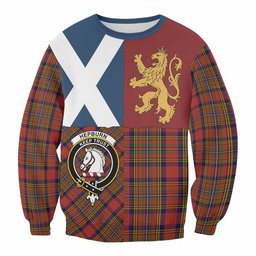 ScotsTee Shop Hepburn Crest Tartan Sweatshirt with Lion Rampant Saltire Style