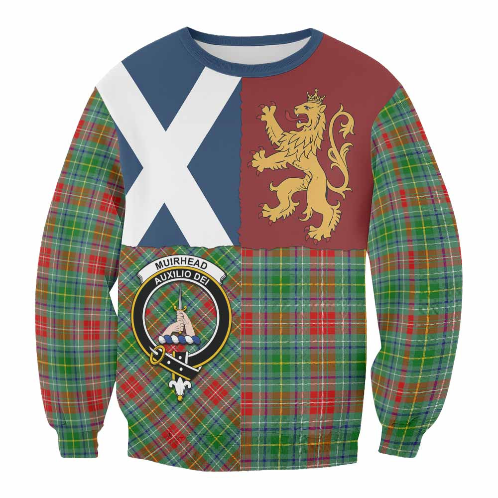 ScotsTee Shop Muirhead Crest Tartan Sweatshirt with Lion Rampant Saltire Style