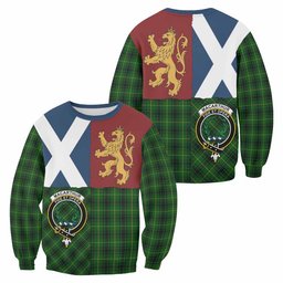 ScotsTee Shop MacArthur (McArthur) Crest Tartan Sweatshirt with Lion Rampant Saltire Style