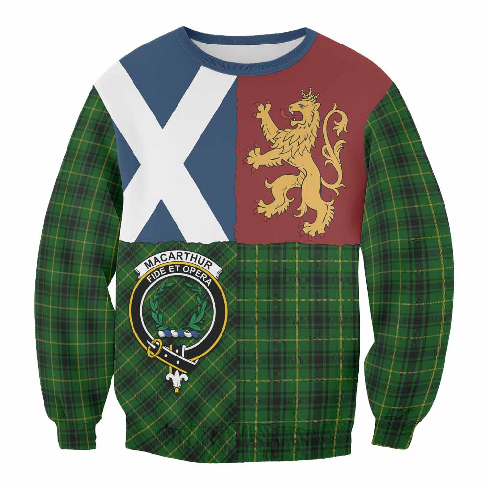 ScotsTee Shop MacArthur (McArthur) Crest Tartan Sweatshirt with Lion Rampant Saltire Style