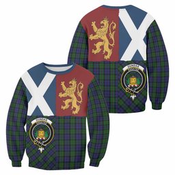 ScotsTee Shop Dundas Crest Tartan Sweatshirt with Lion Rampant Saltire Style