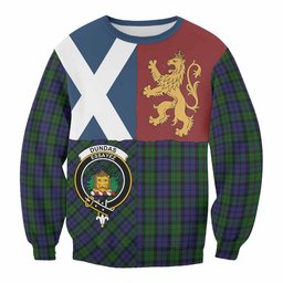 ScotsTee Shop Dundas Crest Tartan Sweatshirt with Lion Rampant Saltire Style