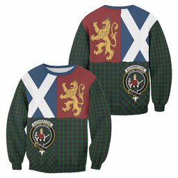 ScotsTee Shop Elphinstone Crest Tartan Sweatshirt with Lion Rampant Saltire Style
