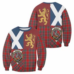 ScotsTee Shop MacBean (MacBain) Crest Tartan Sweatshirt with Lion Rampant Saltire Style