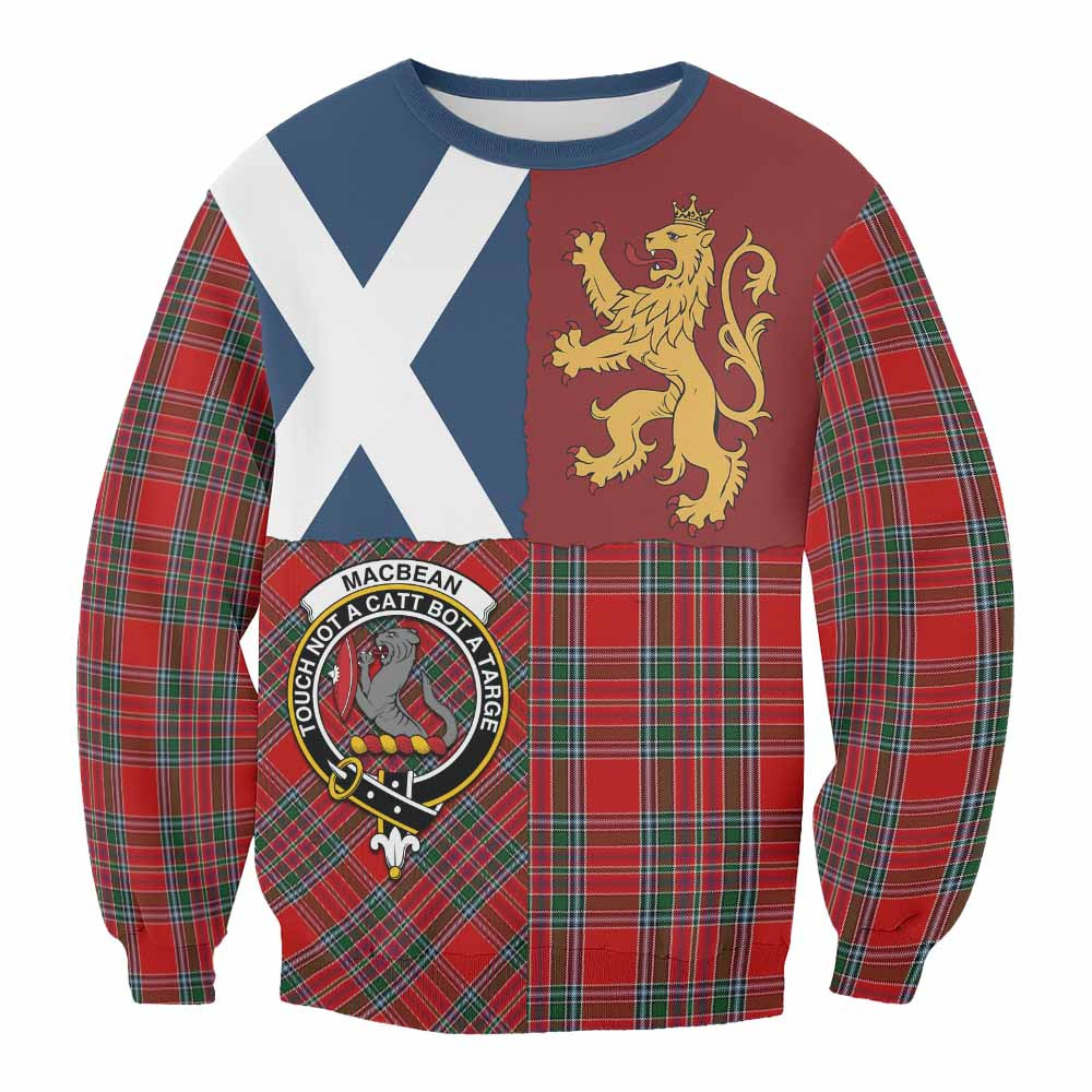 ScotsTee Shop MacBean (MacBain) Crest Tartan Sweatshirt with Lion Rampant Saltire Style