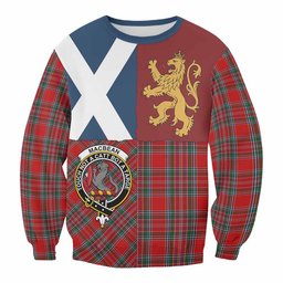 ScotsTee Shop MacBean (MacBain) Crest Tartan Sweatshirt with Lion Rampant Saltire Style