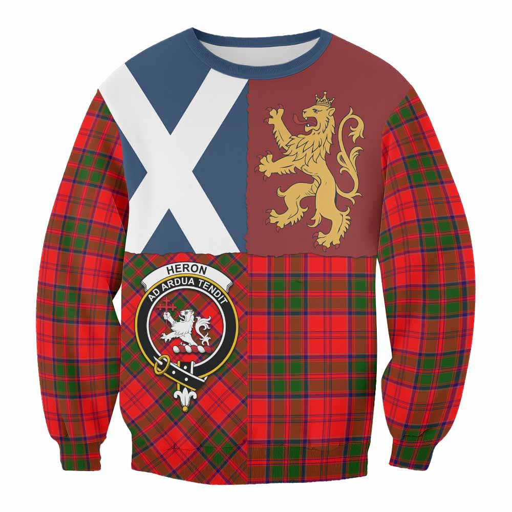 ScotsTee Shop Heron Crest Tartan Sweatshirt with Lion Rampant Saltire Style