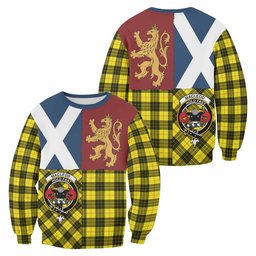 ScotsTee Shop MacLeod (McLeod) Crest Tartan Sweatshirt with Lion Rampant Saltire Style