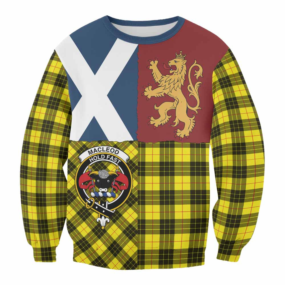 ScotsTee Shop MacLeod (McLeod) Crest Tartan Sweatshirt with Lion Rampant Saltire Style
