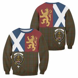 ScotsTee Shop Gray Crest Tartan Sweatshirt with Lion Rampant Saltire Style