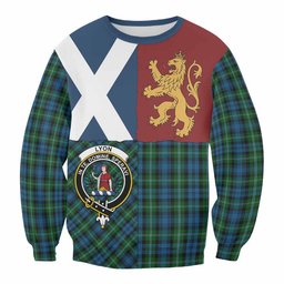 ScotsTee Shop Lyon Crest Tartan Sweatshirt with Lion Rampant Saltire Style