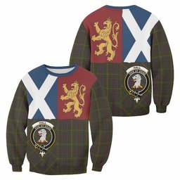 ScotsTee Shop Hall Crest Tartan Sweatshirt with Lion Rampant Saltire Style