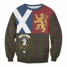 ScotsTee Shop Hall Crest Tartan Sweatshirt with Lion Rampant Saltire Style