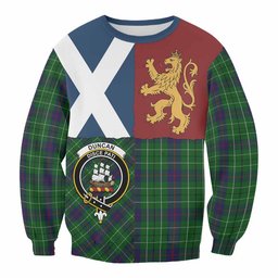 ScotsTee Shop Duncan Crest Tartan Sweatshirt with Lion Rampant Saltire Style