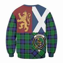 ScotsTee Shop Monteith Crest Tartan Sweatshirt with Lion Rampant Saltire Style