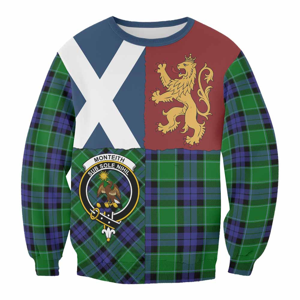 ScotsTee Shop Monteith Crest Tartan Sweatshirt with Lion Rampant Saltire Style