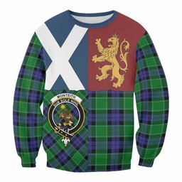 ScotsTee Shop Monteith Crest Tartan Sweatshirt with Lion Rampant Saltire Style
