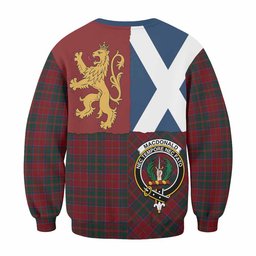 ScotsTee Shop MacDonald (McDonald) of Glencoe Crest Tartan Sweatshirt with Lion Rampant Saltire Style