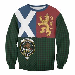 ScotsTee Shop Graham Crest Tartan Sweatshirt with Lion Rampant Saltire Style