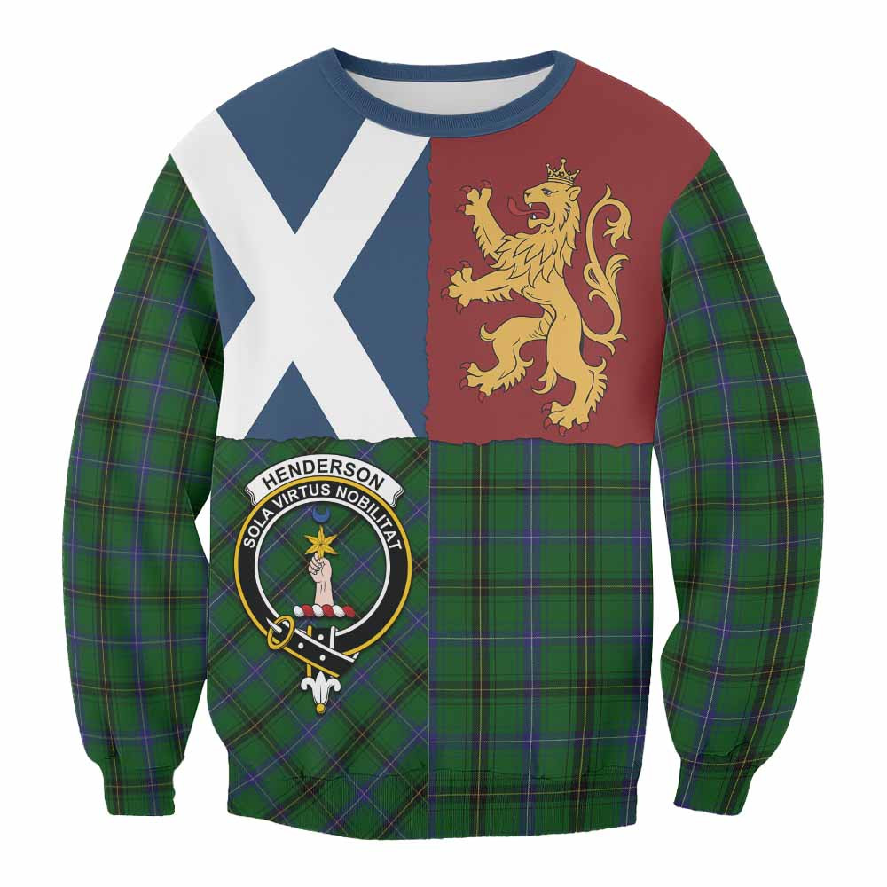 ScotsTee Shop Henderson Crest Tartan Sweatshirt with Lion Rampant Saltire Style