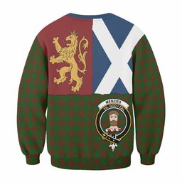 ScotsTee Shop Menzies Crest Tartan Sweatshirt with Lion Rampant Saltire Style