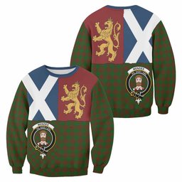 ScotsTee Shop Menzies Crest Tartan Sweatshirt with Lion Rampant Saltire Style