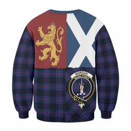 ScotsTee Shop Morgan Crest Tartan Sweatshirt with Lion Rampant Saltire Style