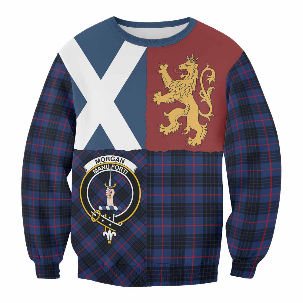 ScotsTee Shop Morgan Crest Tartan Sweatshirt with Lion Rampant Saltire Style