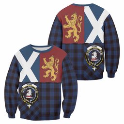 ScotsTee Shop Home (Hume) Crest Tartan Sweatshirt with Lion Rampant Saltire Style