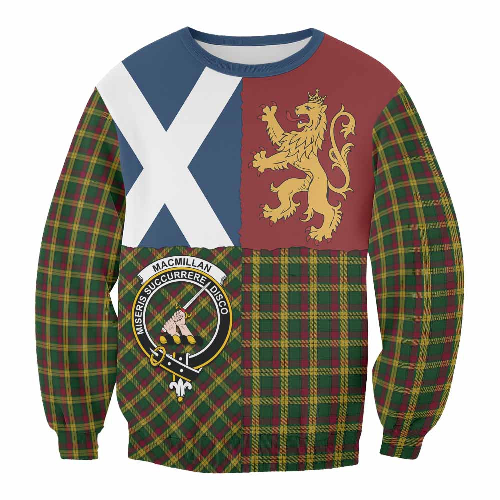 ScotsTee Shop MacMillan (McMillan) Crest Tartan Sweatshirt with Lion Rampant Saltire Style