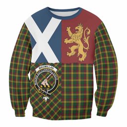 ScotsTee Shop MacMillan (McMillan) Crest Tartan Sweatshirt with Lion Rampant Saltire Style