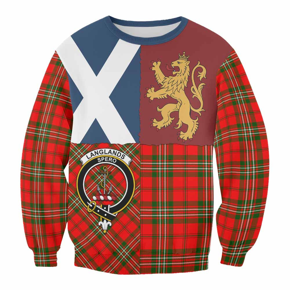 ScotsTee Shop Langlands Crest Tartan Sweatshirt with Lion Rampant Saltire Style