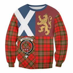 ScotsTee Shop Langlands Crest Tartan Sweatshirt with Lion Rampant Saltire Style