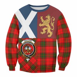 ScotsTee Shop Maxtone Crest Tartan Sweatshirt with Lion Rampant Saltire Style