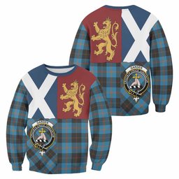 ScotsTee Shop Garden (Gardyne) Crest Tartan Sweatshirt with Lion Rampant Saltire Style